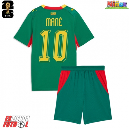 Senegal Sadio Mane #10 Segunda Equipación Niños Mundial 2026 Manga Corta (+ Pantalones cortos)
